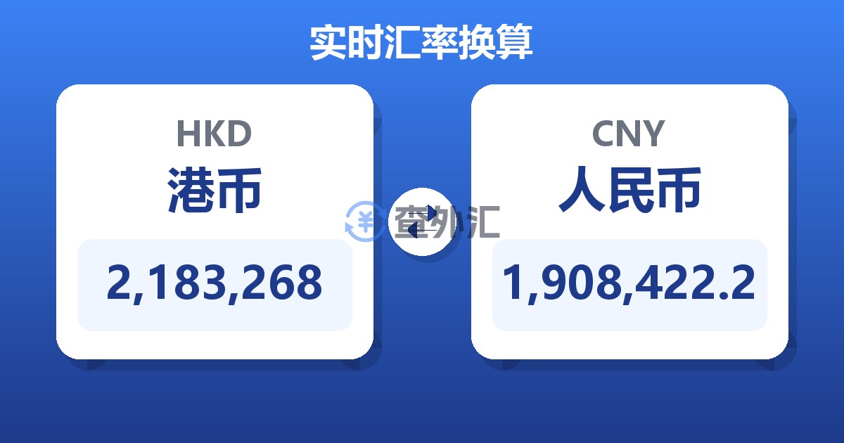 2,183,268港币兑人民币