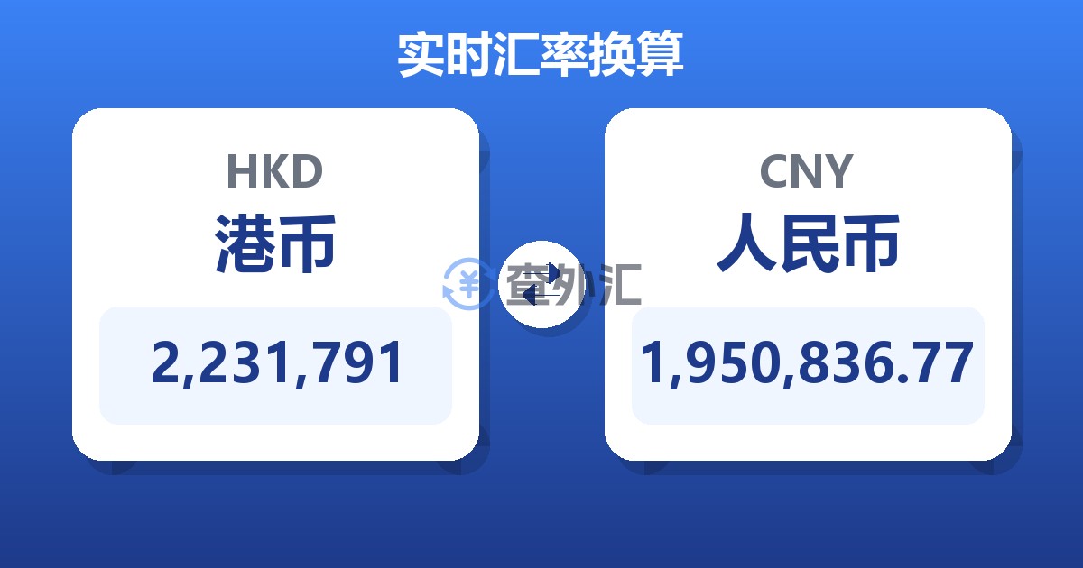 2,231,791港币兑人民币