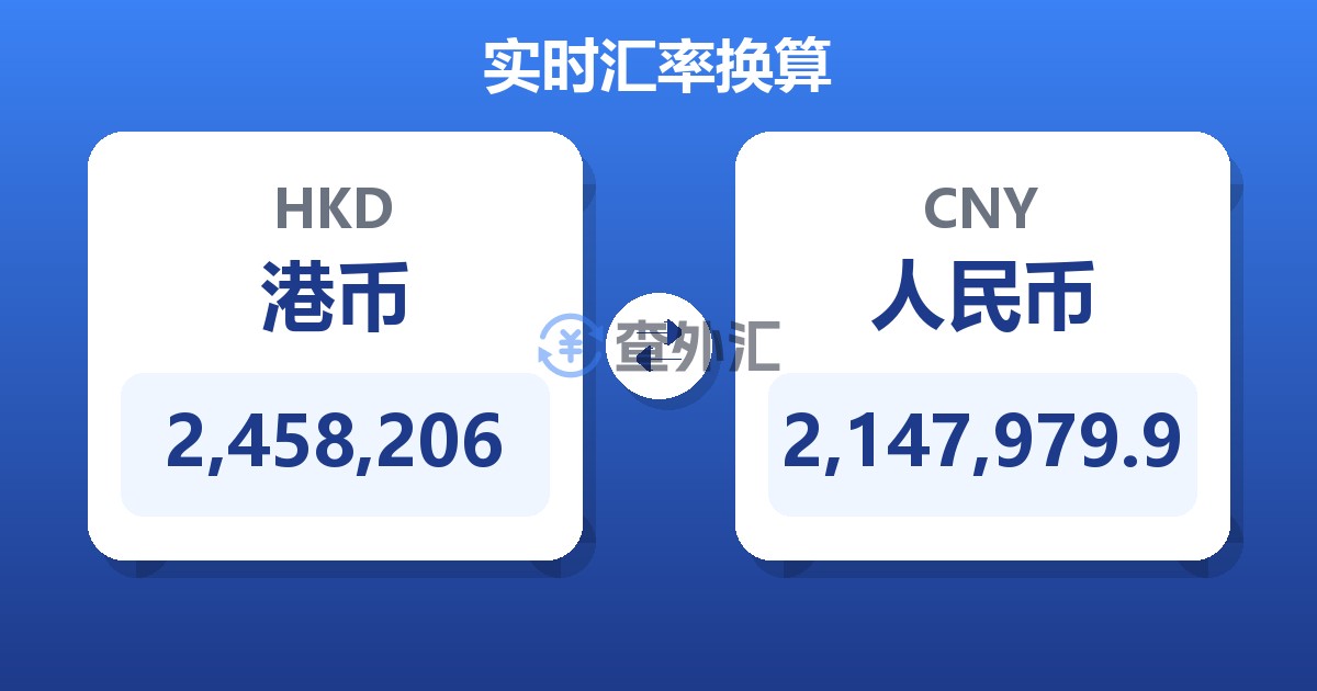 2,458,206港币兑人民币