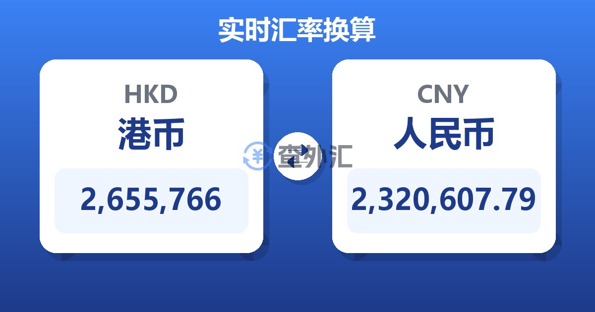 2,655,766港币兑人民币