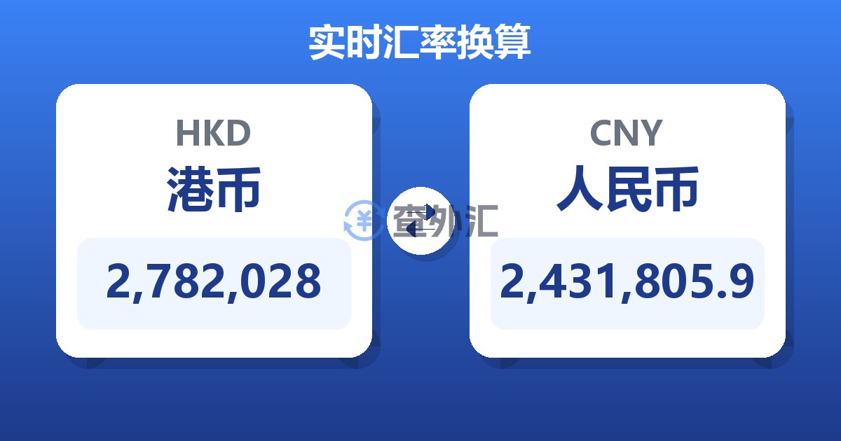 2,782,028港币兑人民币