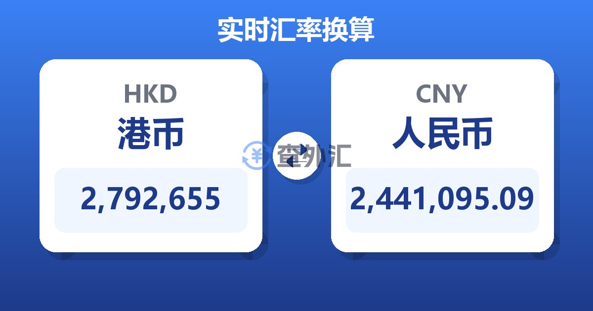2,792,655港币兑人民币