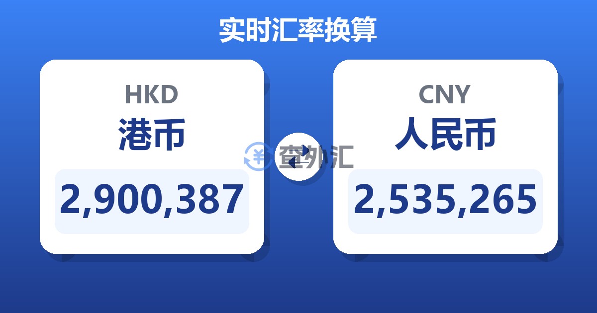 2,900,387港币兑人民币