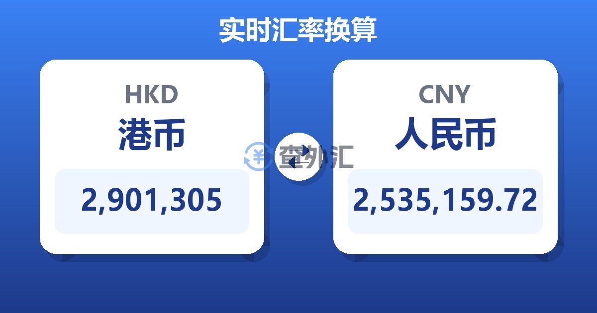 2,901,305港币兑人民币