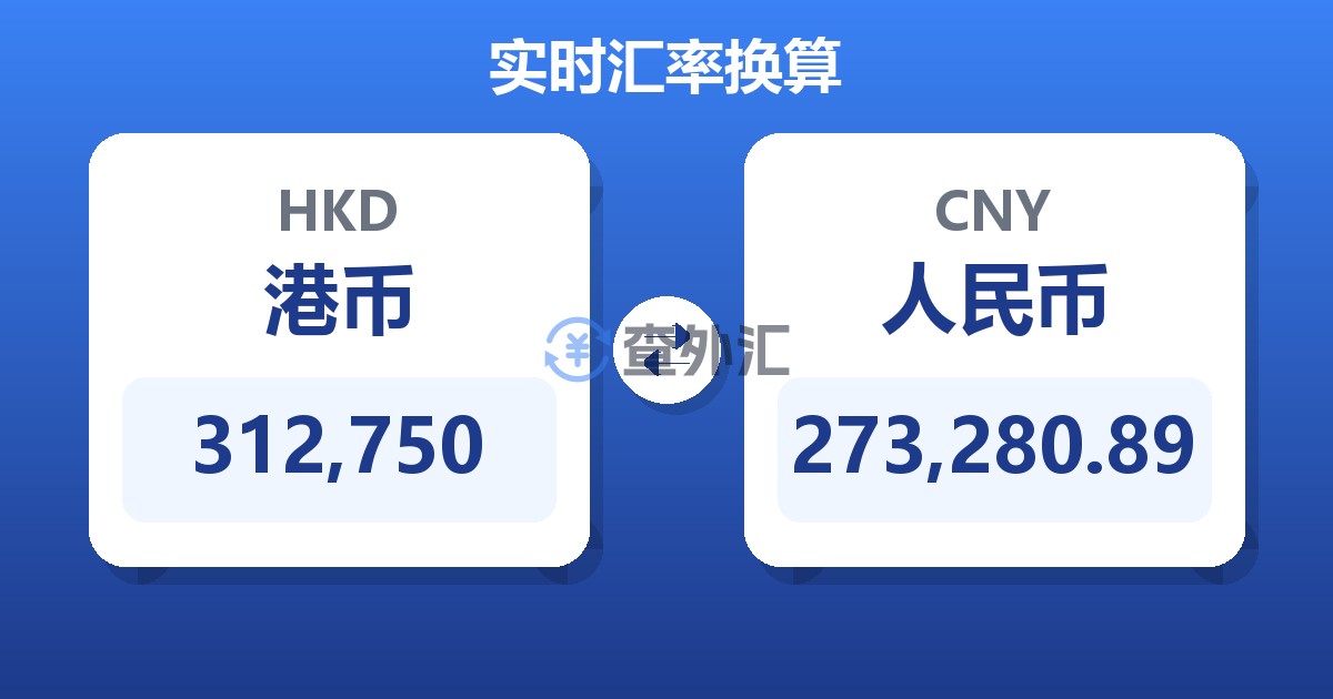 312,750港币兑人民币
