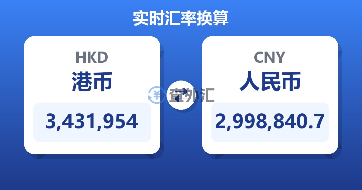 3,431,954港币兑人民币