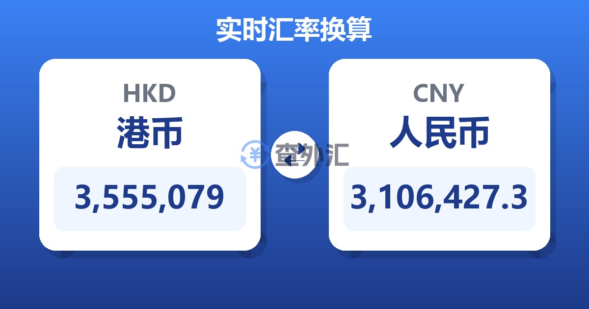 3,555,079港币兑人民币