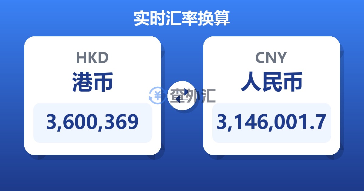 3,600,369港币兑人民币