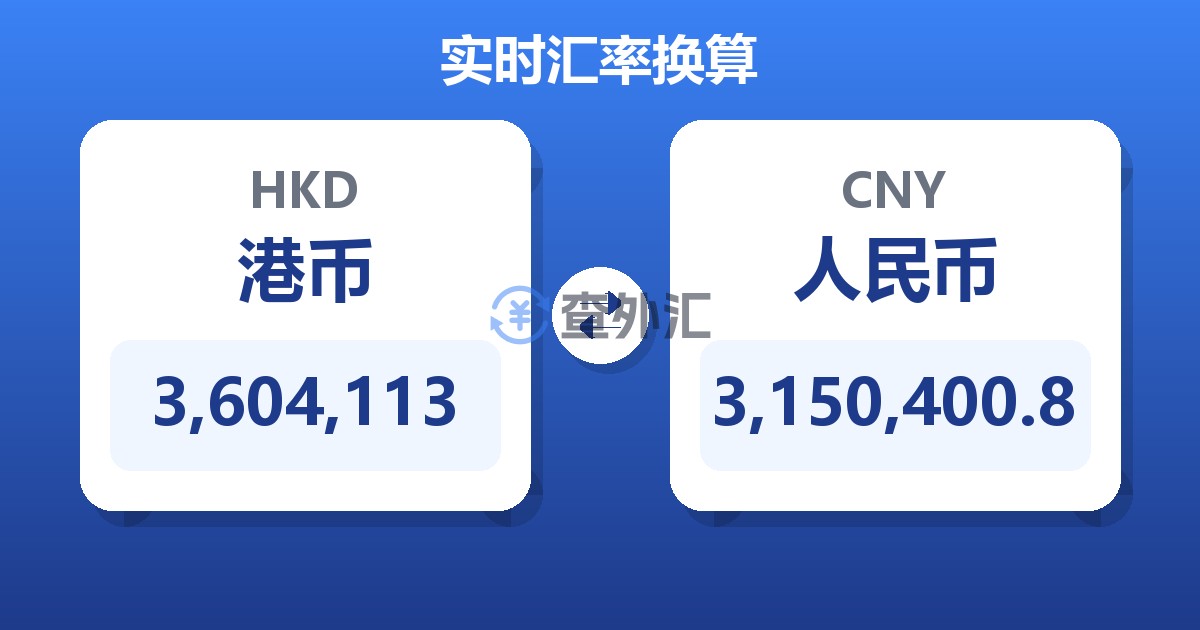 3,604,113港币兑人民币