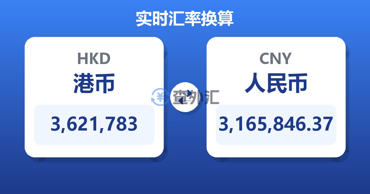 3,621,783港币兑人民币