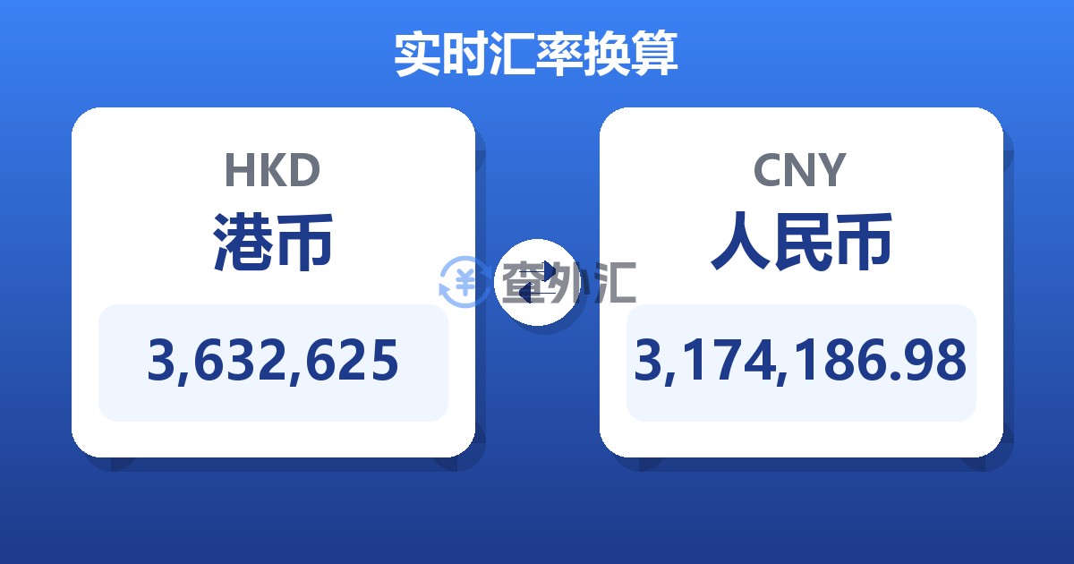 3,632,625港币兑人民币