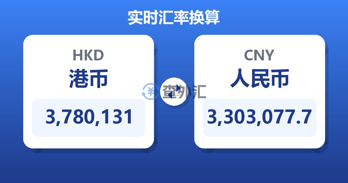 3,780,131港币兑人民币