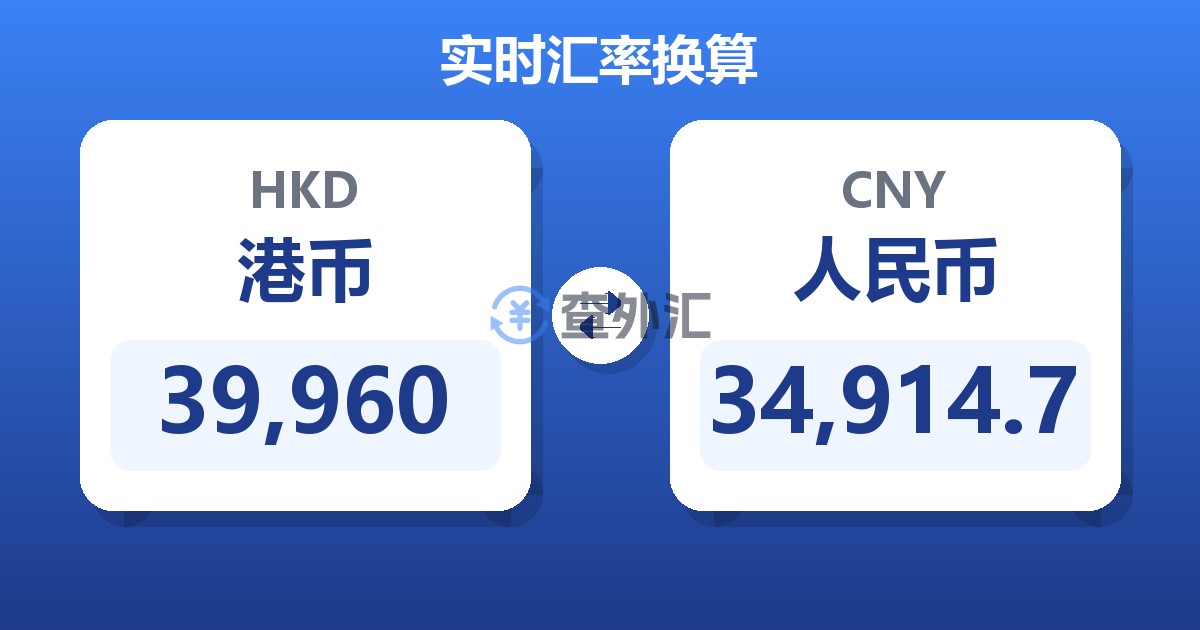 39,960港币兑人民币