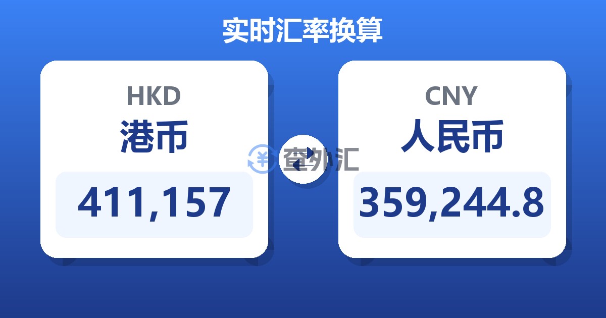 411,157港币兑人民币