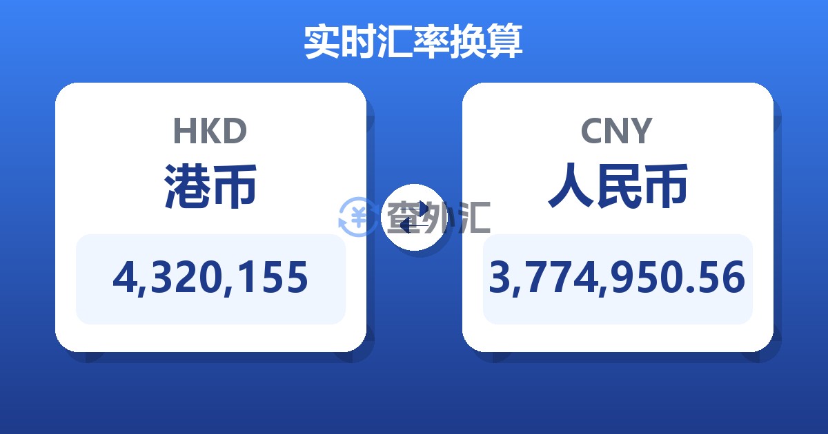 4,320,155港币兑人民币