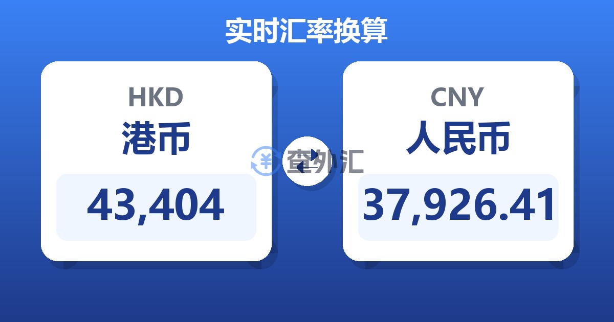 43,404港币兑人民币