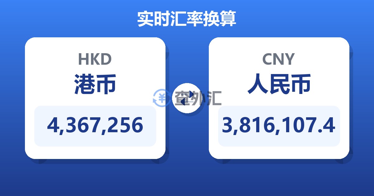 4,367,256港币兑人民币