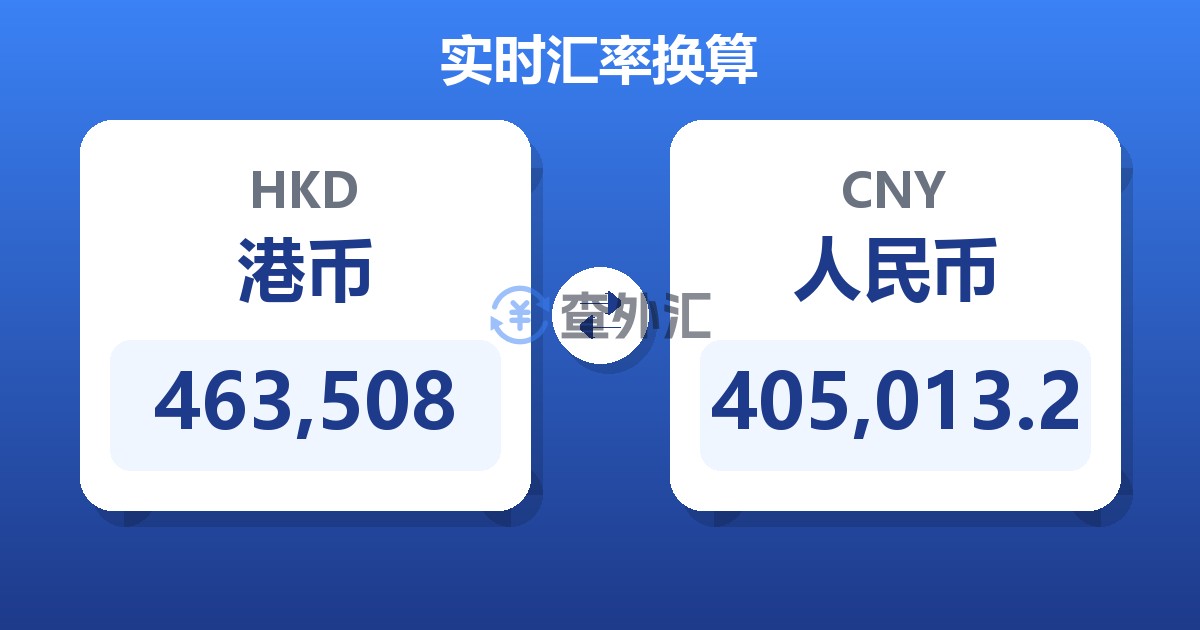 463,508港币兑人民币