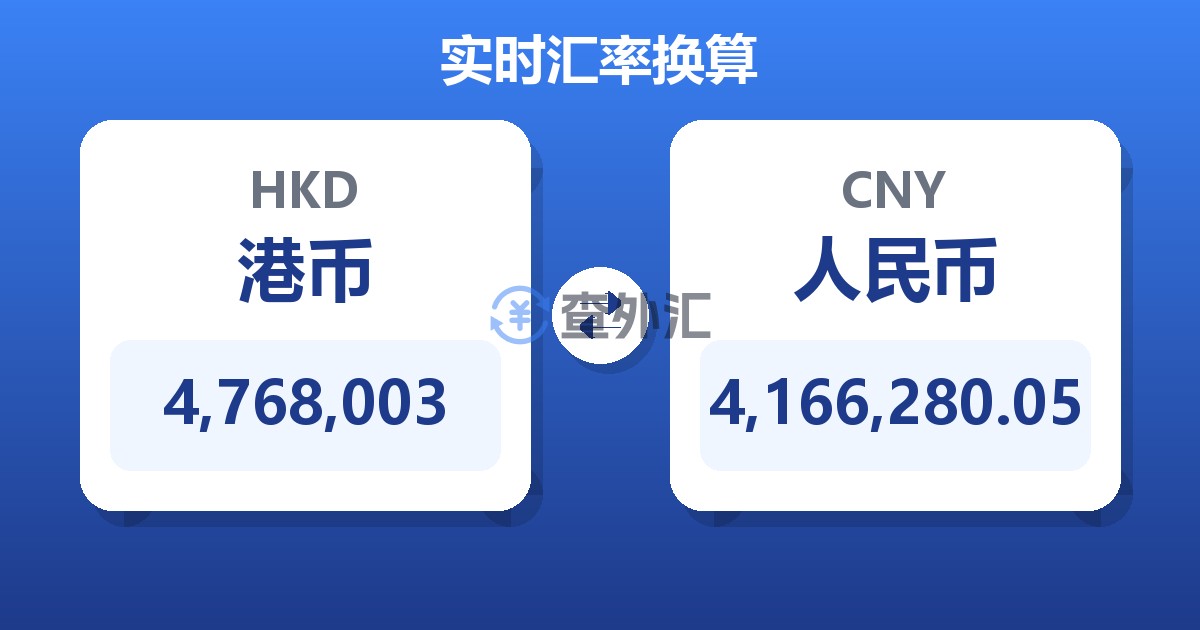 4,768,003港币兑人民币