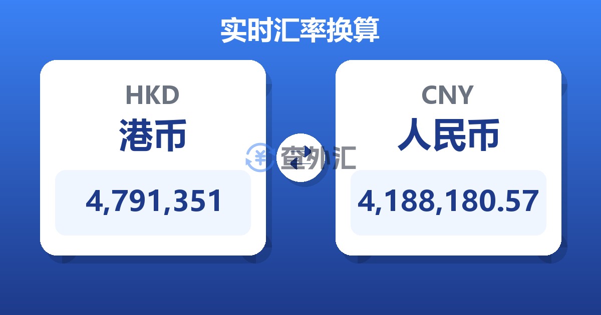 4,791,351港币兑人民币