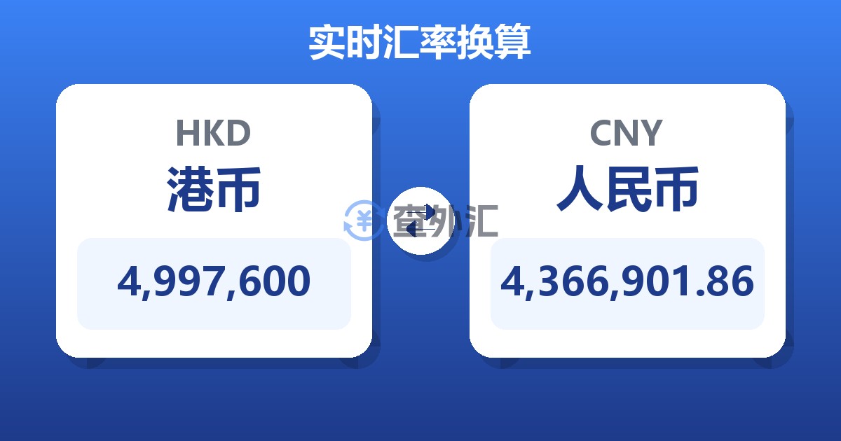 4,997,600港币兑人民币