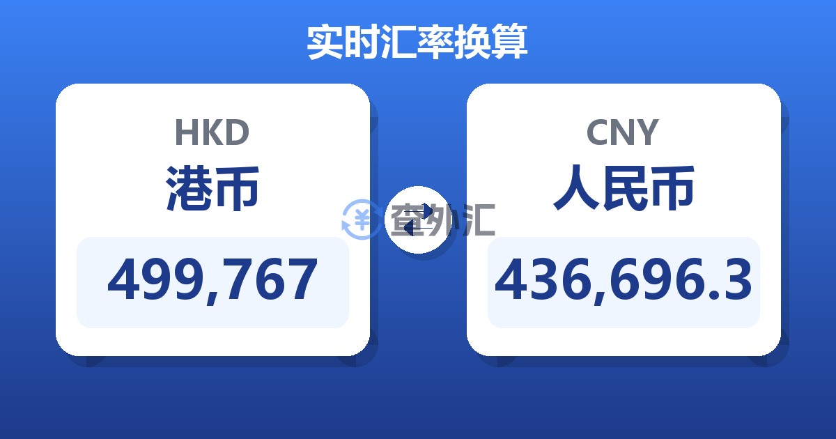 499,767港币兑人民币