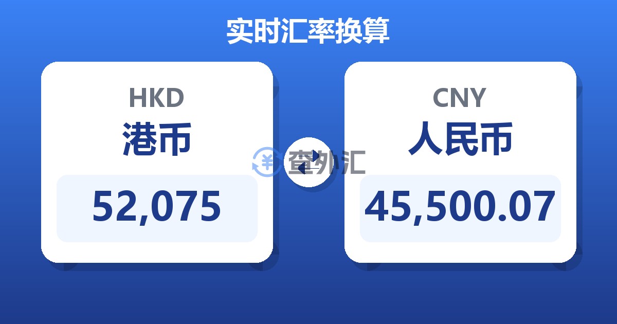 52,075港币兑人民币