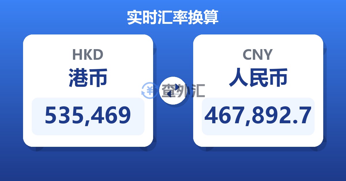 535,469港币兑人民币