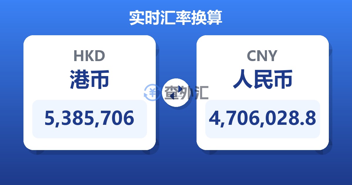 5,385,706港币兑人民币