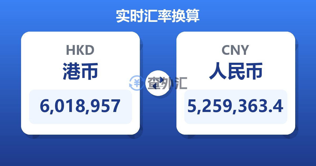 6,018,957港币兑人民币