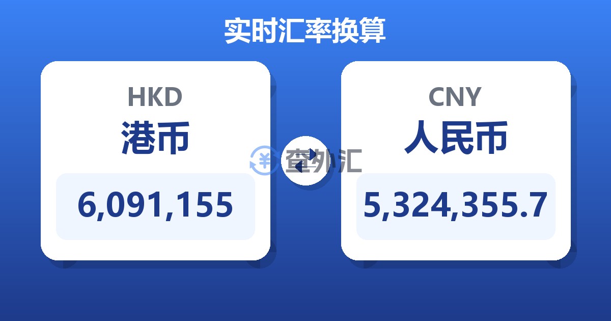 6,091,155港币兑人民币