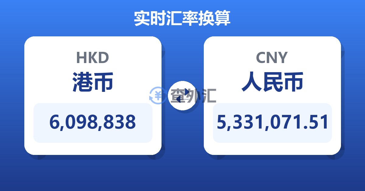 6,098,838港币兑人民币