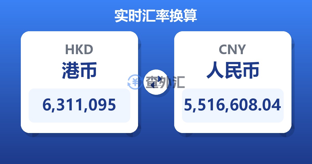 6,311,095港币兑人民币