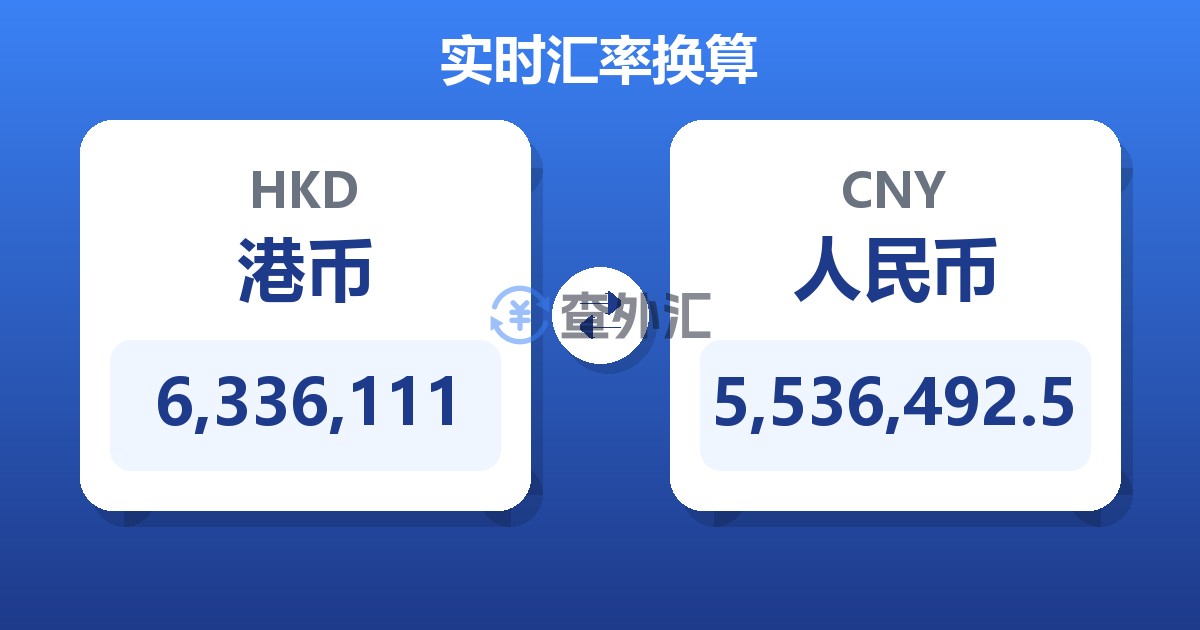 6,336,111港币兑人民币