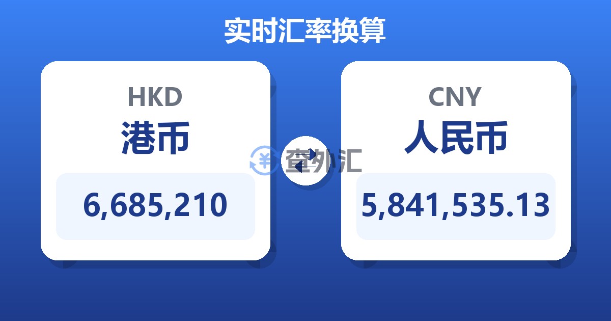6,685,210港币兑人民币
