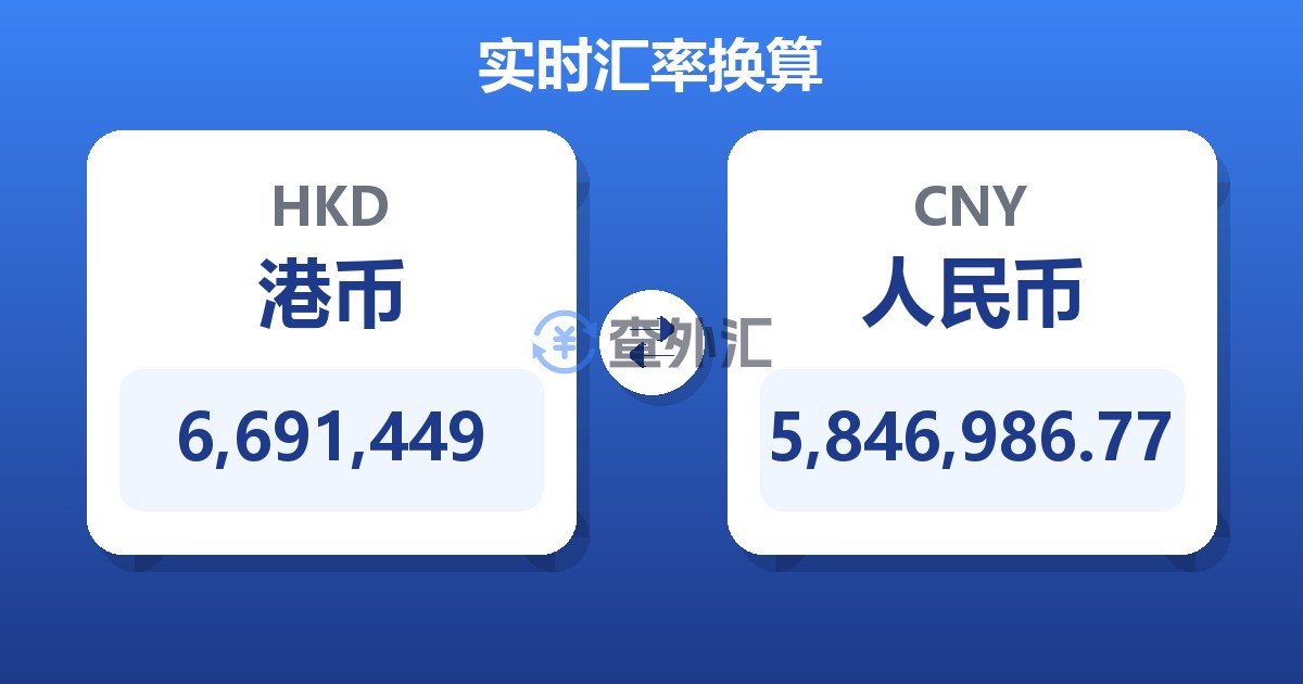 6,691,449港币兑人民币