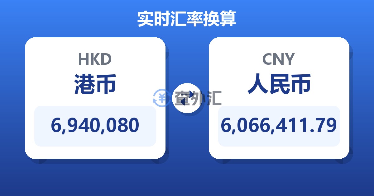6,940,080港币兑人民币