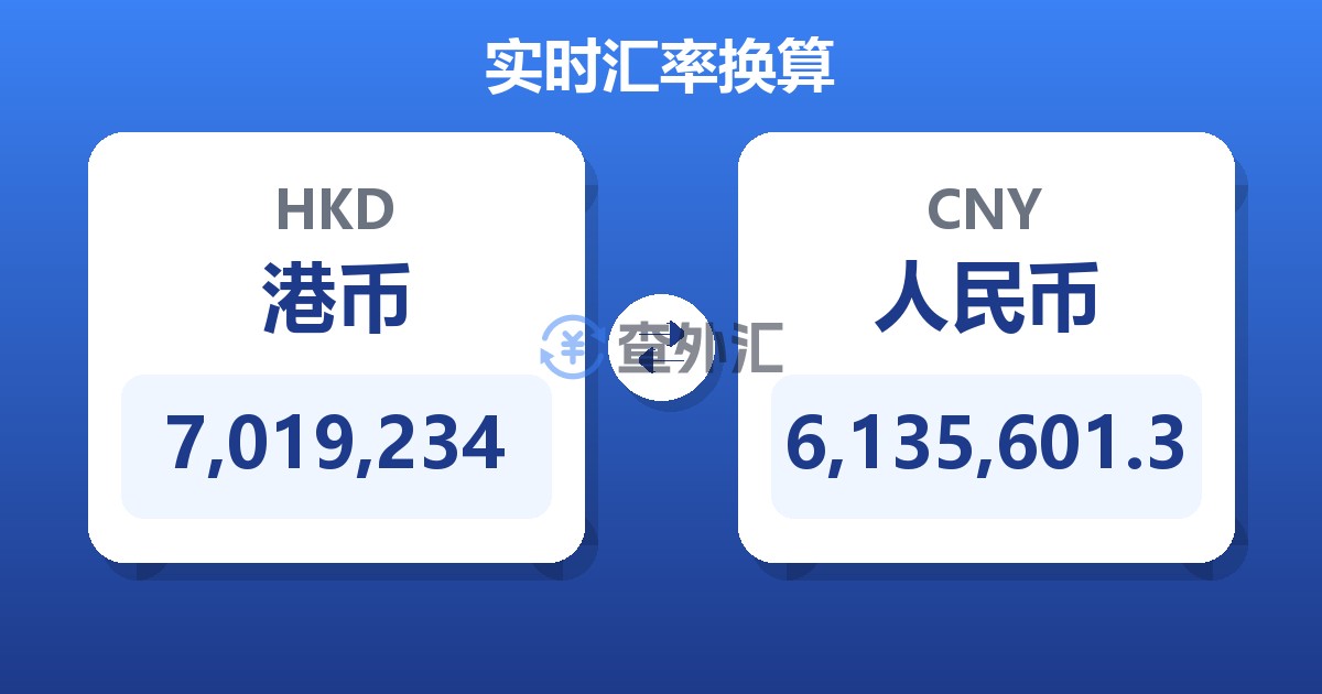 7,019,234港币兑人民币