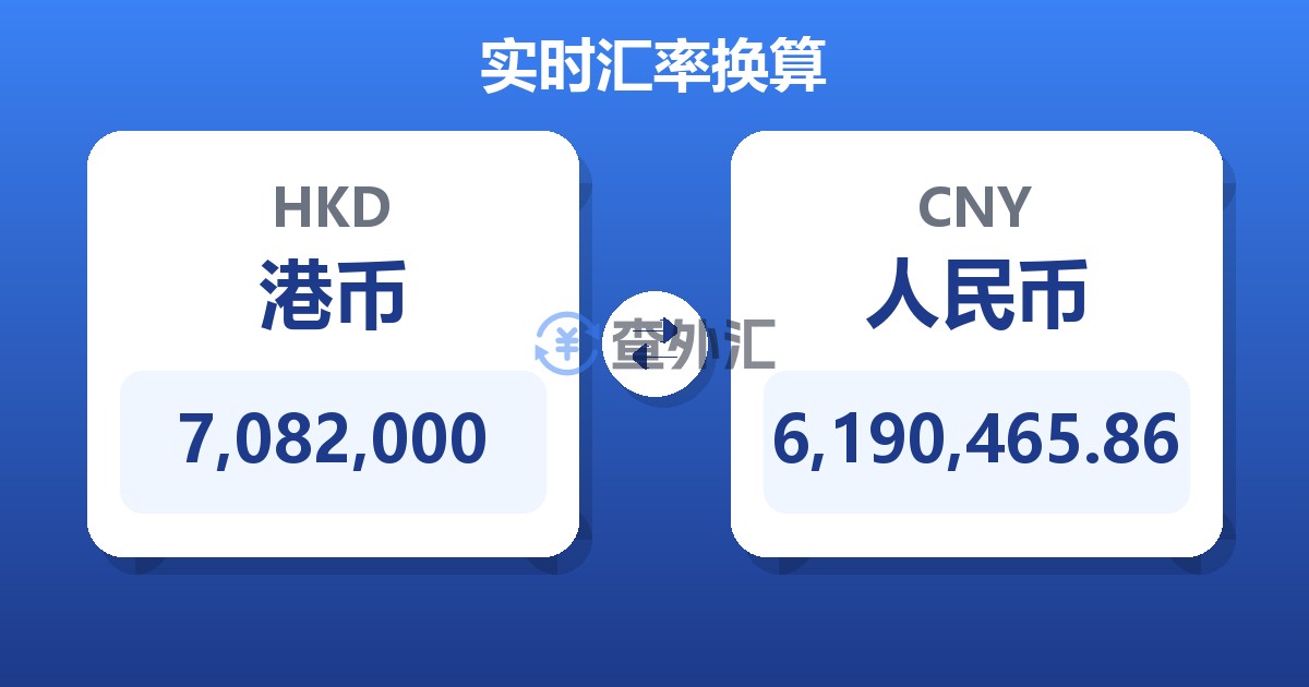7,082,000港币兑人民币