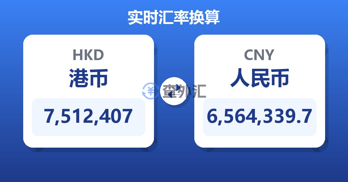 7,512,407港币兑人民币