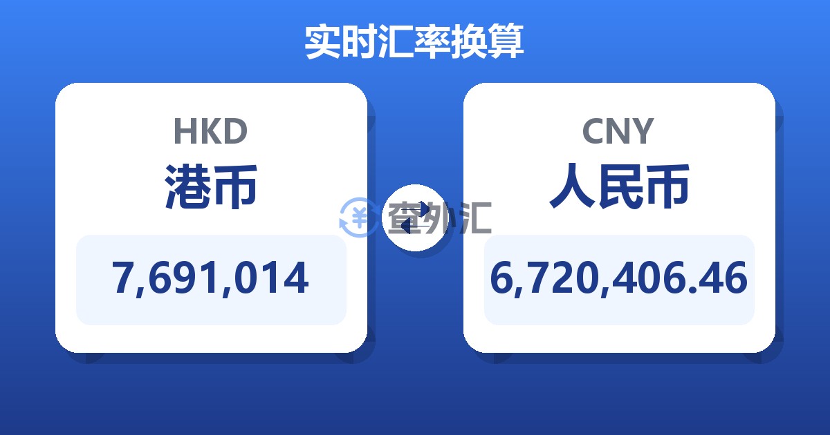 7,691,014港币兑人民币