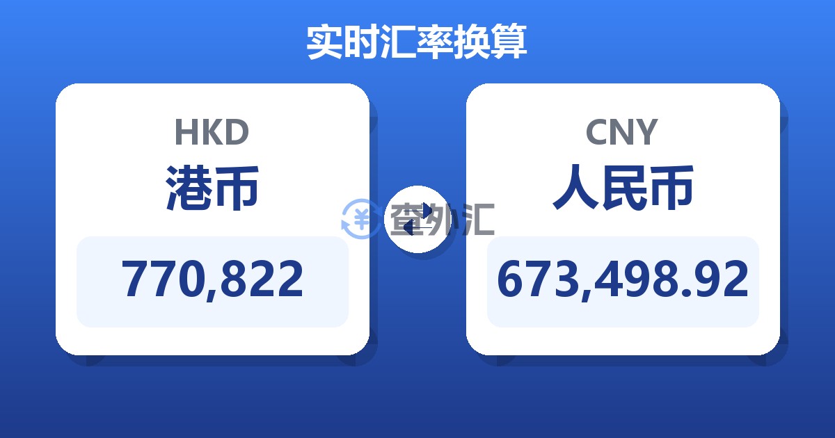 770,822港币兑人民币