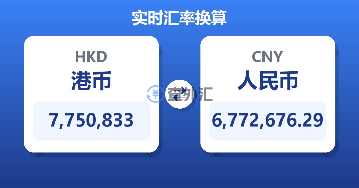 7,750,833港币兑人民币