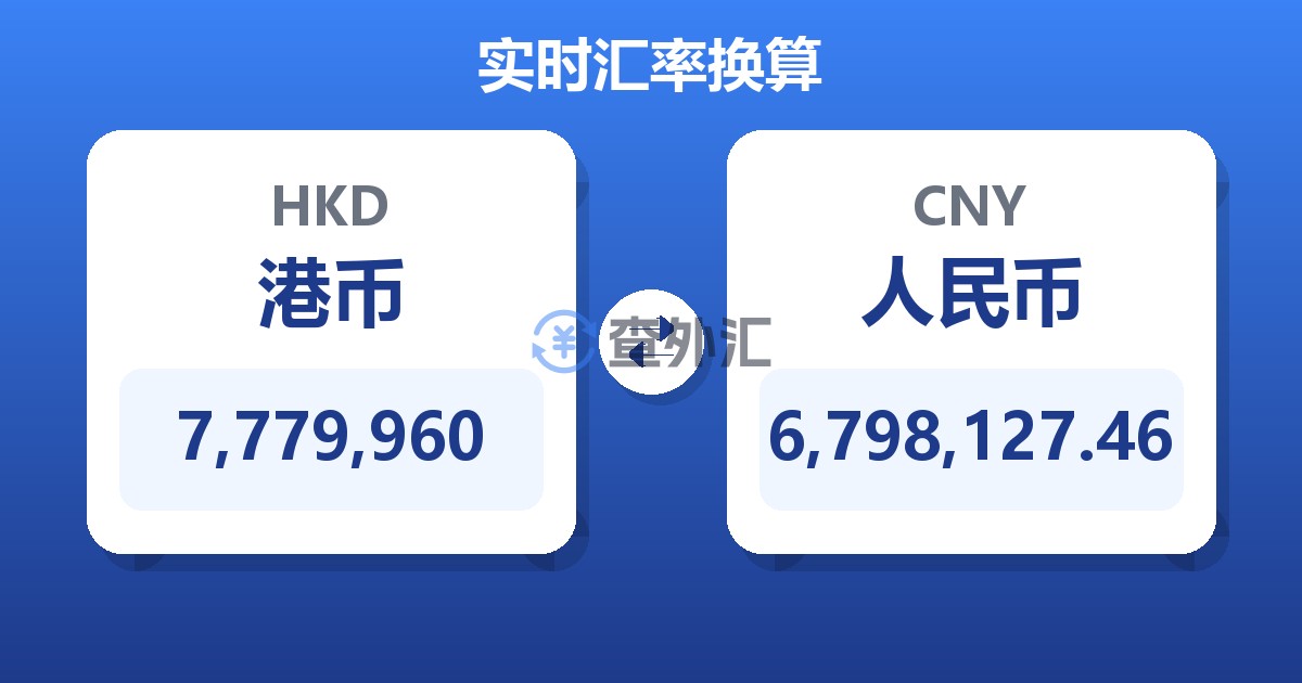 7,779,960港币兑人民币