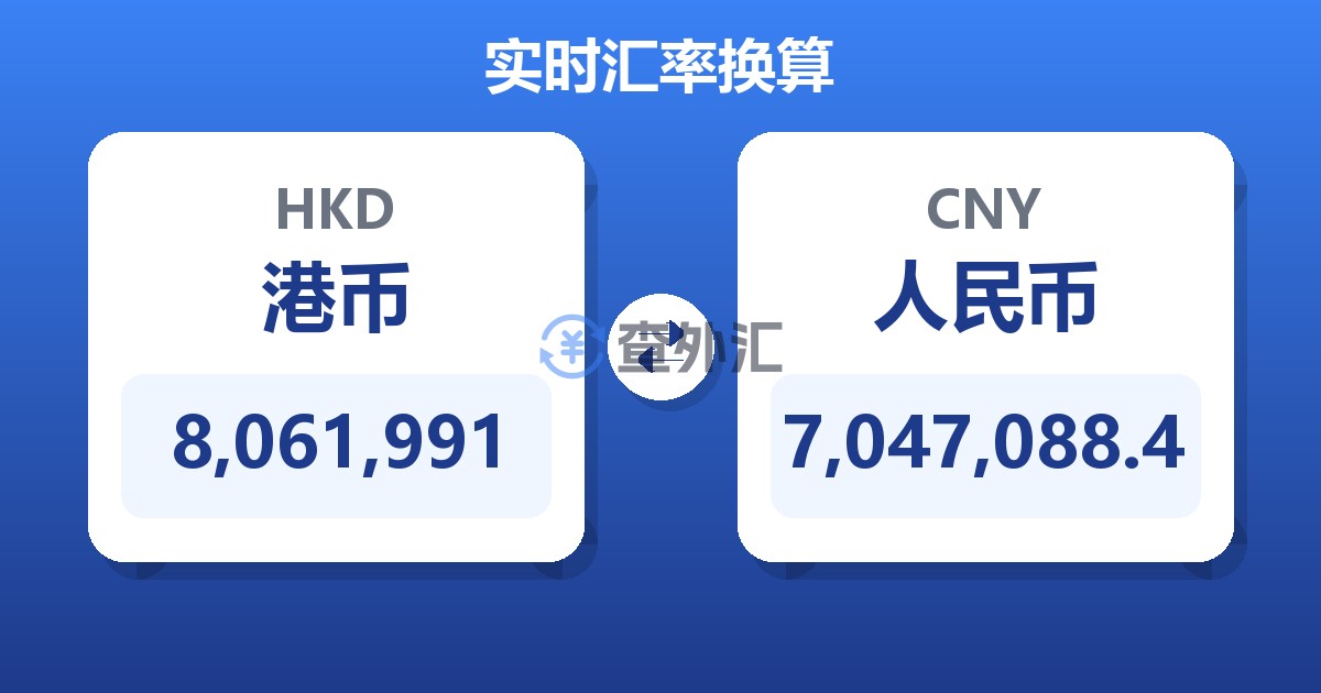8,061,991港币兑人民币