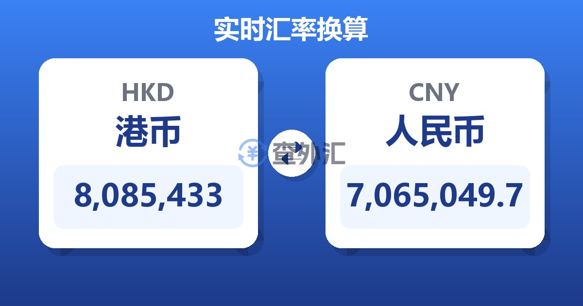 8,085,433港币兑人民币