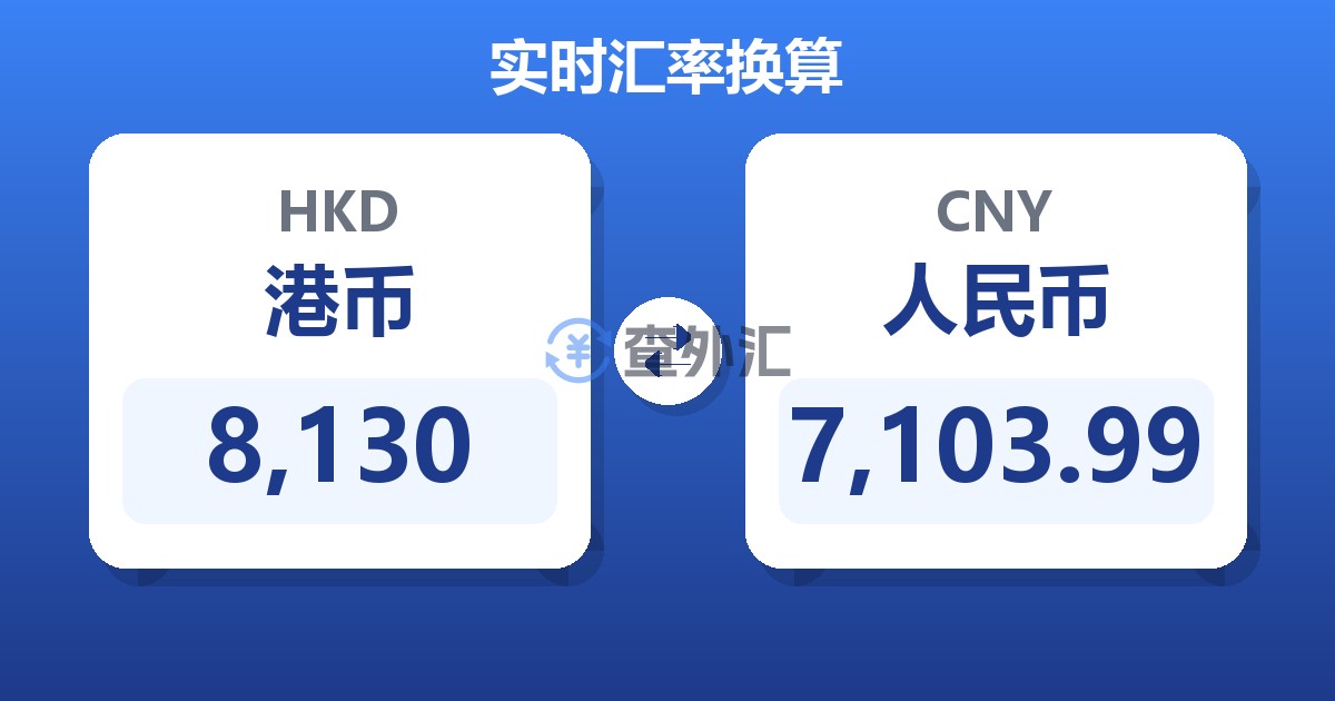 8,130港币兑人民币