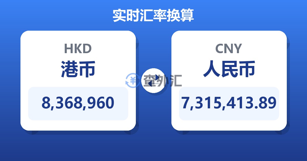 8,368,960港币兑人民币