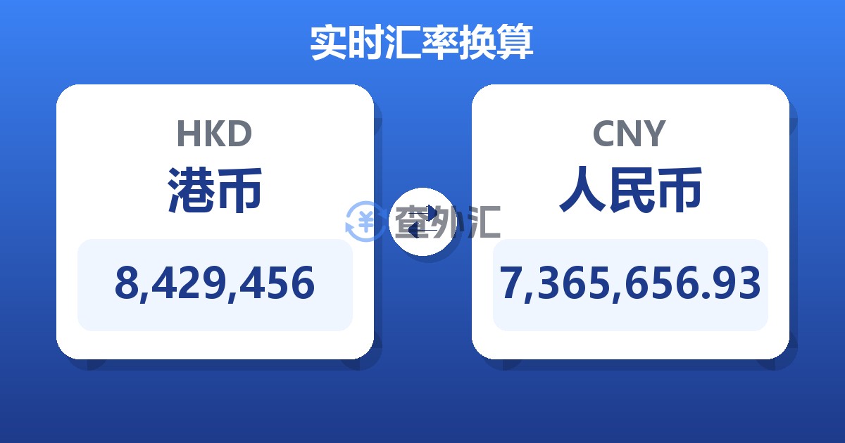 8,429,456港币兑人民币