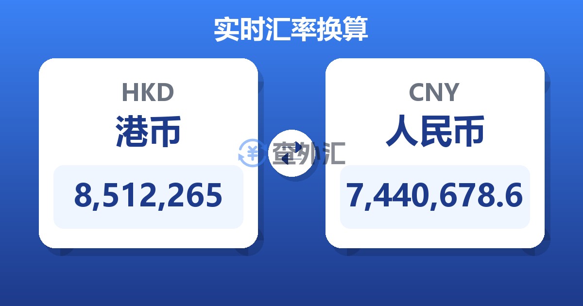 8,512,265港币兑人民币